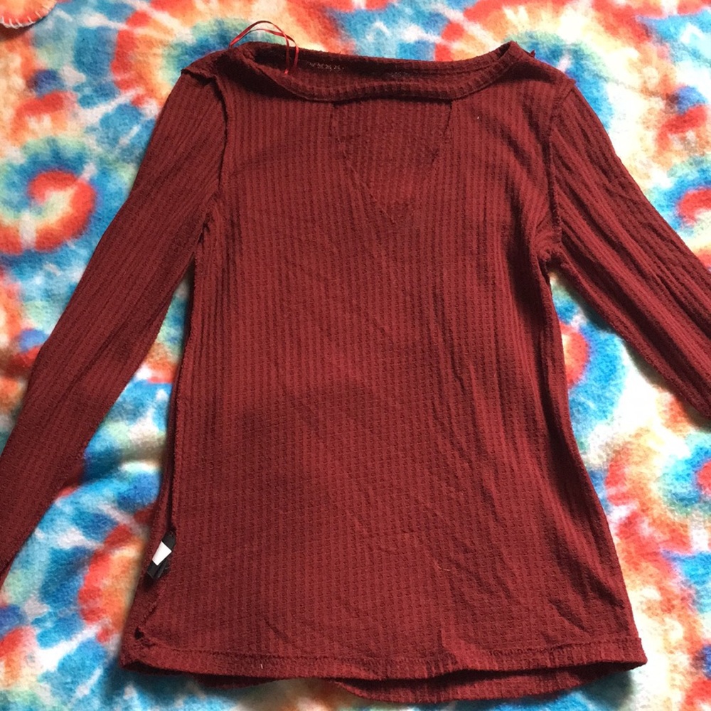 Maroon long sleeved blouse